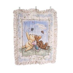 Classic Pooh Tigger Piglet Baby Crib Quilt Blanket Best Friends Ruffle Edge 44"